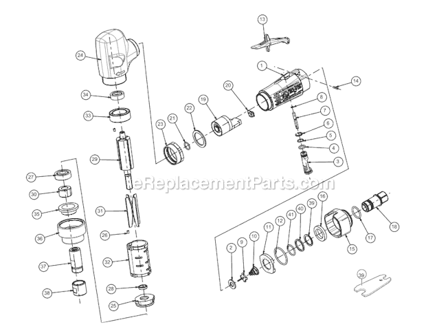 Page A Diagram and Parts List for CP3000-518R 6151600280 Chicago Pneumatic Angle Grinder